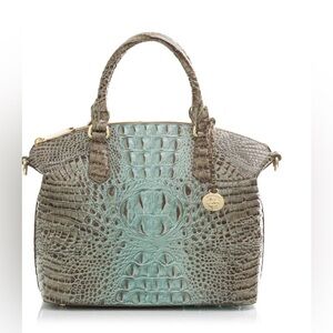 Brahmin Duxbury Croc Embossed Leather Satchel. Bluebell